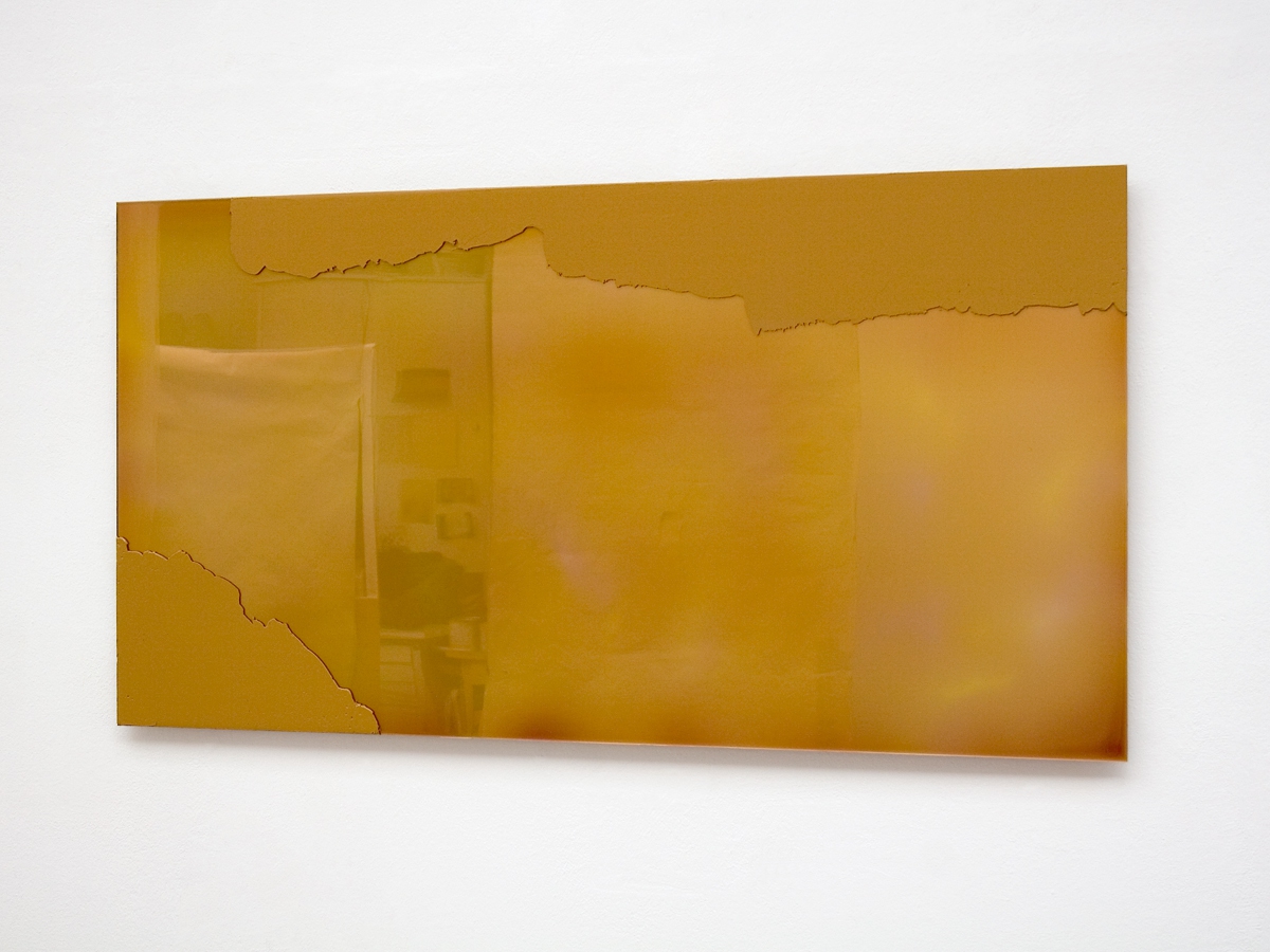 Raymund Kaiser, OCK-AGS4 (160413) 2013; Öl, Lack, Acrylglasspiegel, Aluminium, 65 x 122 cm