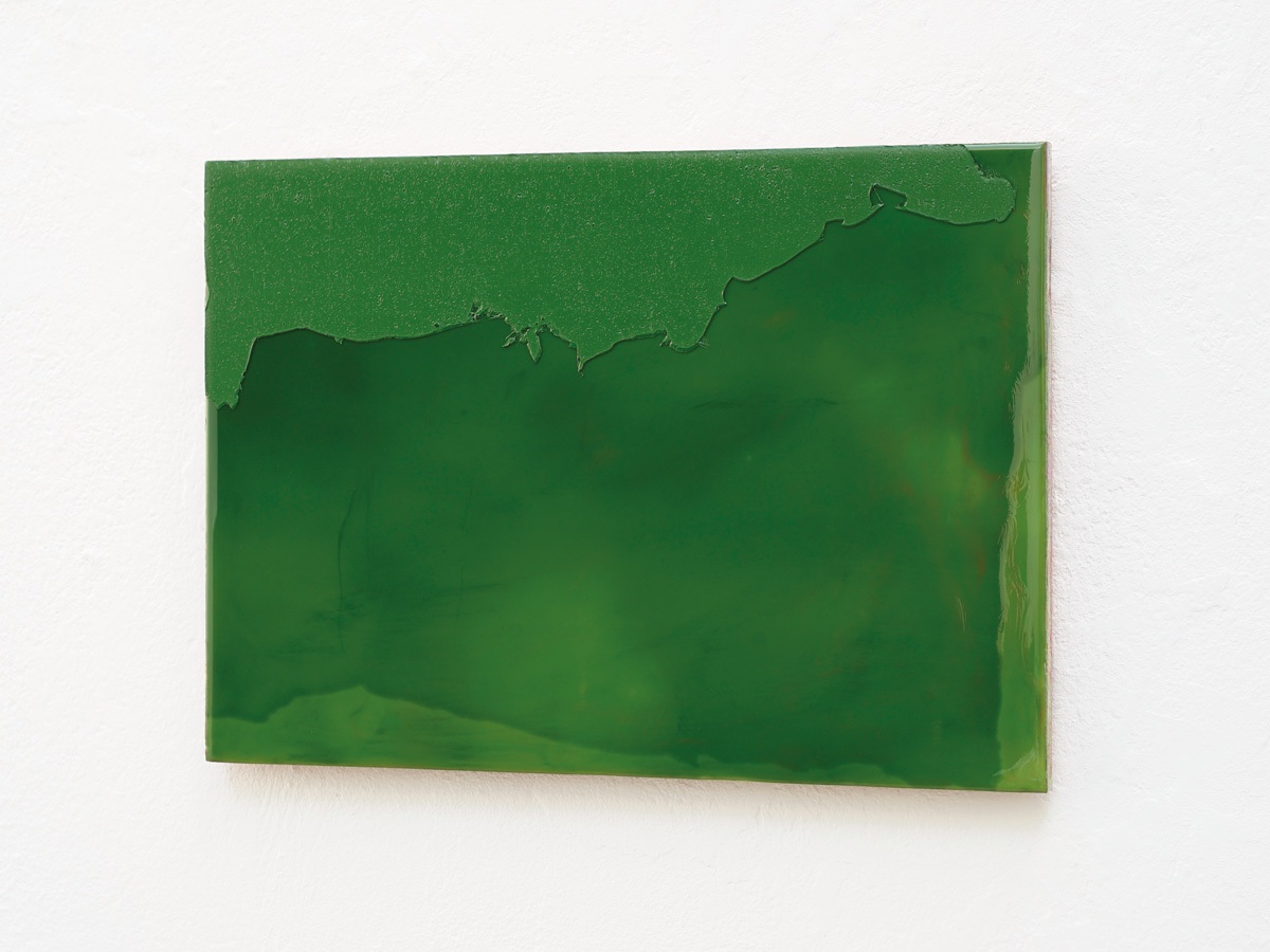 Raymund Kaiser, GRÜ-H9 (051117) 2017  Öl, Lack, MDF 22 x 31 cm