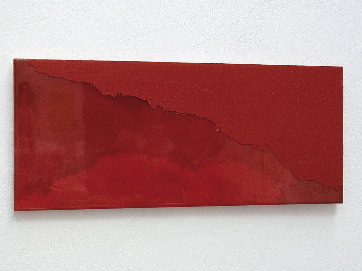 Raymund Kaiser, RO-H2 (121018) 2018; Öl, Lack, MDF, 25 x 59 cm