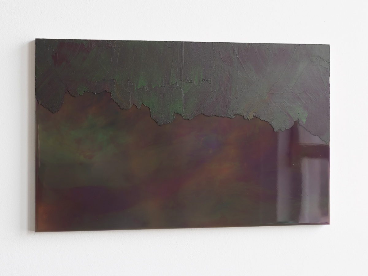 Raymund Kaiser, VIOBRD-H2 (090820), 2020; Ölfarbe, Lack, MDF, 38,8 x 62,4 cm