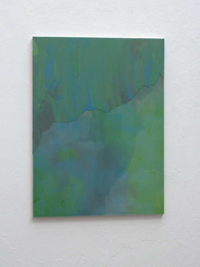 Raymund Kaiser, GRÜBLGR-H1 (300720) 2020; Öl, Lack, MDF, 70 x 52 cm
