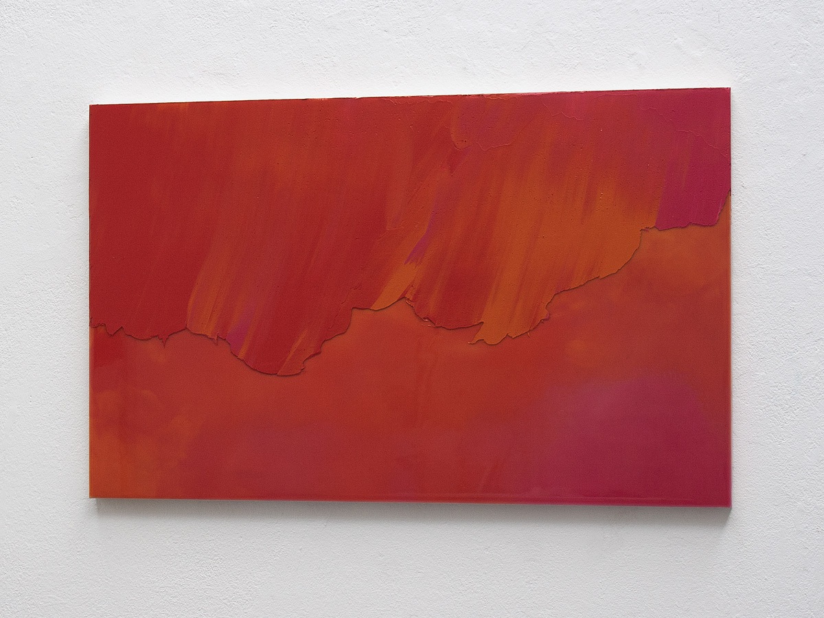 Raymund Kaiser, ROOR-H3 (270820) 2020; Öl, Lack, MDF, 38,8 x 62,4 cm