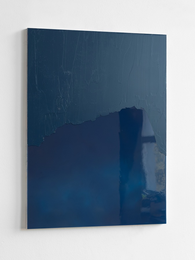 Raymund Kaiser, BLD-H5 (140825), 2025; Ölfarbe, Lack, MDF, 70 x 52 cm