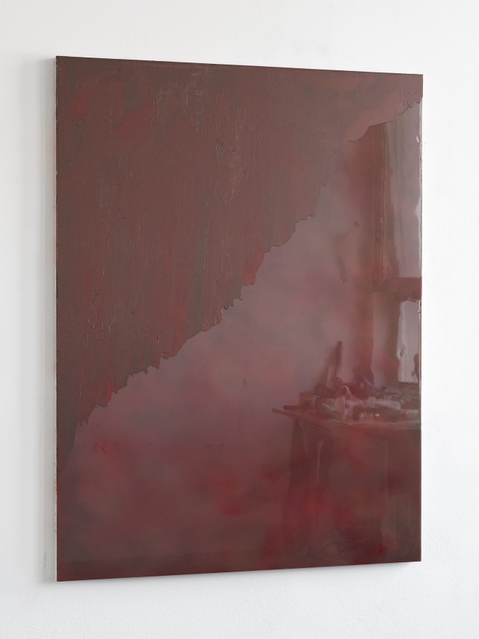 Raymund Kaiser, BRRO-H1 (080725), 2025; Ölfarbe, Lack, Holzplatte, 115 x 87 cm